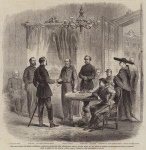 Die Revolution in Sizilien, General Garibaldi empfängt den neapolitanischen Gesandten, Major Bosco, in seinem Hauptquartier im Senatshaus, Palermo von Frank Vizetelly