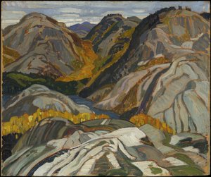 La Cloche Hügel, Felsen und Bach von Franklin Carmichael