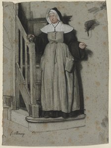 Der Zulassungsbrief, Innenansicht eines Klosters, ca. 1867 von François Bonvin