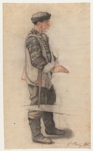 Der Tragenhelfer (Studie für "Le Couvreur tombé") von François Bonvin