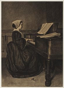 Frau am Spinett, 1860 von François Bonvin