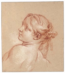 Ein Mädchen, Brustbild, ihr Kopf nach links geneigt von François Boucher