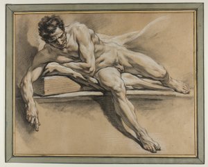 Akademische Studie eines liegenden männlichen Aktes von François Boucher