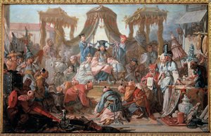 Audienz des Kaisers von China. Die Untertanen verneigen sich vor dem Kaiser. (Detail) von François Boucher