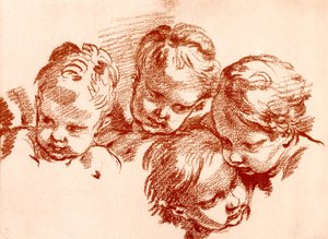 Vier Studien von Kinderköpfen