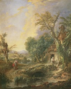 Landschaft mit einem Einsiedler, 1742 von François Boucher
