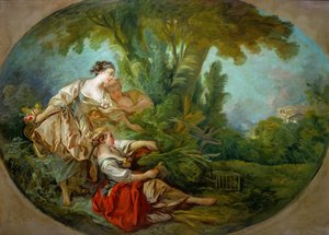 Lappeau, genannt. Lappeau, genannt der Lockvogel, auch genannt Der gefangene Vogel von François Boucher