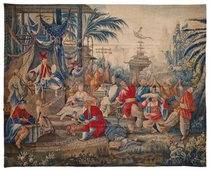 Louis XVI Wandteppich "aux Chinoiserie", Aubusson, letztes Viertel des 18. Jahrhunderts