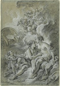 Venus lehnt sich an ihren lieben Adonis ...