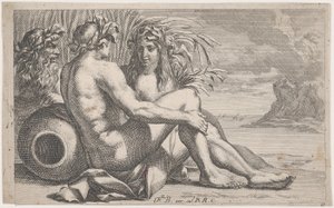 Flussgötter ruhen vor einer Meereslandschaft, 1651-82 von François Bourlier