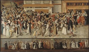 Prozession der Heiligen Liga in den Straßen von Paris, ca. 1590 von François Bunel the Younger