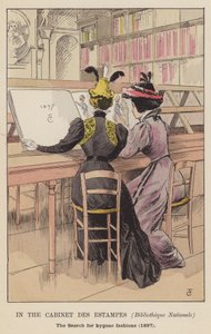Im Cabinet des Estampes, Bibliothèque Nationale, die Suche nach vergangenen Moden, 1897