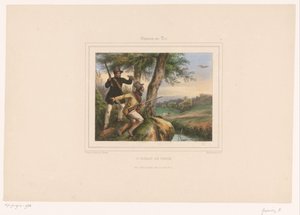 Zwei Jäger benutzen einen Raubvogel von François Grenier