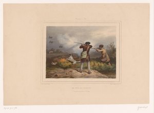 Zwei Jäger schießen auf Rebhühner von François Grenier