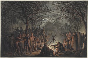 Lager der Kosaken außerhalb des Muiderpoort in Amsterdam, 1813 von François Joseph Pfeiffer (II)