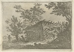 Landschaft mit verfallener Bauernscheune