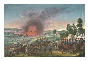 Rückzug der Franzosen nach der Schlacht von Leipzig, 19. Oktober 1813, ca. 1850 von François Pigeot