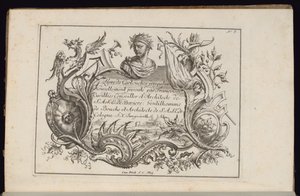 Kartusche mit Porträtbüste, Buch der unregelmäßigen Kartuschen von François de Cuvilliés the Elder