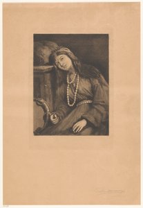 Ruhende Musikerin mit Kastagnetten und Tamburin, Mignon (Originaltitel) von François de Meersman (signed by artist)