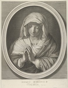 Die Jungfrau im Gebet, nach unten blickend, in einem ovalen Rahmen, nach Reni, 1640-93