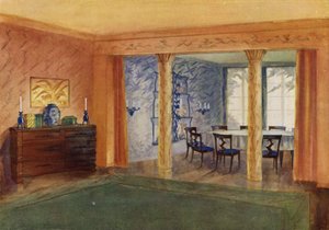 Wohn- und Esszimmer (Farblithographie)