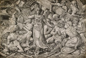 Victoria umgeben von Gefangenen und Trophäen, 1552 von Frans Floris