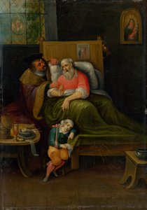 Die Kranken besuchen, Sieben Werke der Barmherzigkeit, um 1620 von Frans Francken the Younger