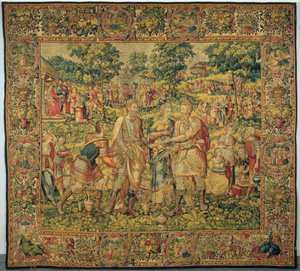 König Abimelech gibt Sarah ihrem Ehemann Abraham zurück, 1580 von Frans Geubels