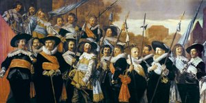 Gruppenporträt von Offizieren und Unteroffizieren der Bürgerwehr in Haarlem von Frans Hals