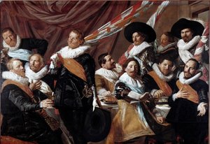 Das Bankett der Offiziere des Bogenschützenkorps von St. Georg in Haarlem von Frans Hals