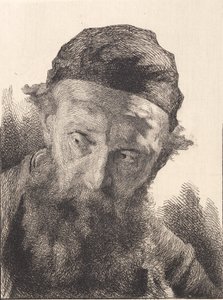 Alter bärtiger Mann mit schwarzer Kappe von Frans Schwartz