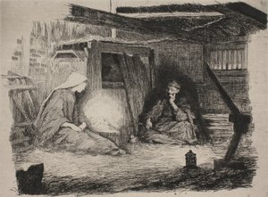 Maria, das Christuskind und Josef am Weihnachtsmorgen