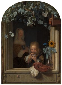 Ein Junge, der Seifenblasen bläst, 1663 von Frans van Mieris