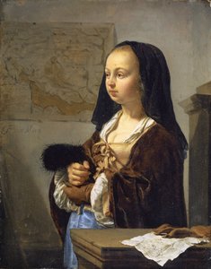 Junge Frau mit Federfächer bereit zum Ausgehen, 1657-59