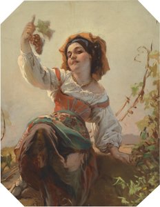 Italienisches Mädchen mit Weintrauben