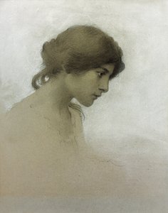 Kopf eines Mädchens (Bleistift und Kreide auf Papier) von Franz Dvorak