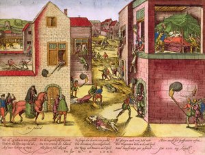 Tod von Admiral Gaspard II de Coligny (1519-72) zur Zeit des Massakers an Bartholomäus, 1572 von Franz Hogenberg
