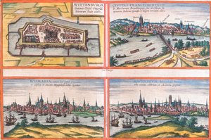 Ansichten von Wittenburg, Frankfurt, Wismar und Rostock, Deutschland