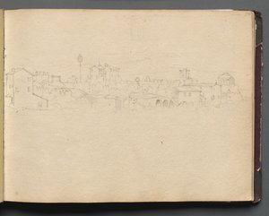 Album mit Ansichten von Rom und Umgebung, Landschaftsstudien, Seite 16a: Römische Ansicht von Franz Johann Heinrich Nadorp