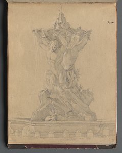 Album mit Ansichten von Rom und Umgebung, Landschaftsstudien, Seite 21a: Römischer Brunnen