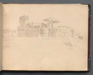 Album mit Ansichten von Rom und Umgebung, Landschaftsstudien, Seite 28a: Ostia von Franz Johann Heinrich Nadorp