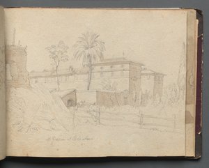 Album mit Ansichten von Rom und Umgebung, Landschaftsstudien, Seite 38a: St. Giovanni e Paolo, Rom von Franz Johann Heinrich Nadorp