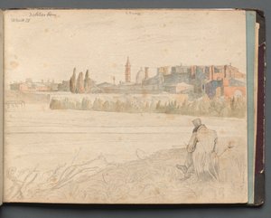 Album mit Ansichten von Rom und Umgebung, Landschaftsstudien, Seite 48a: Römische Panoramaaussicht
