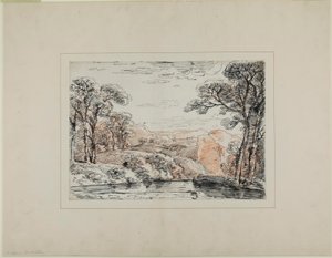 Landschaft mit Fluss und fernen Hügeln