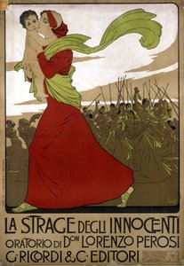 Plakat für „La strage degli innocenti“, Oratorium des italienischen Komponisten Don Lorenzo Perosi (1872-1956). Zeichnung von F. Laskoff von Franz Laskoff