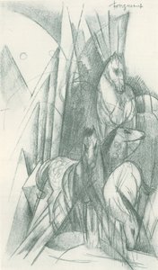 Komposition von Pferden und abstrakten Formen von Franz Marc
