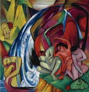 Frauen unter einem Wasserfall von Franz Marc