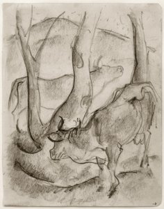 Zwei Kühe unter Bäumen von Franz Marc