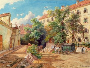 Der Hof des Polizei-Gefangenenhauses in der Theobaldgasse in Wien von Franz Reinhold