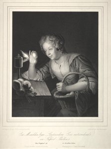 Mädchen beim Eierdurchleuchten, 1840